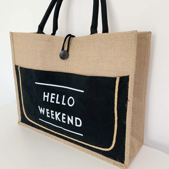 THE HELLO WEEKEND TOTE BAG - TAN - Picture 6 of 10